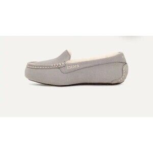 UGG Gray Suede & Shearling Ansley Moccasin Slipper Y2K 90s Boho SoHo Slip On s7